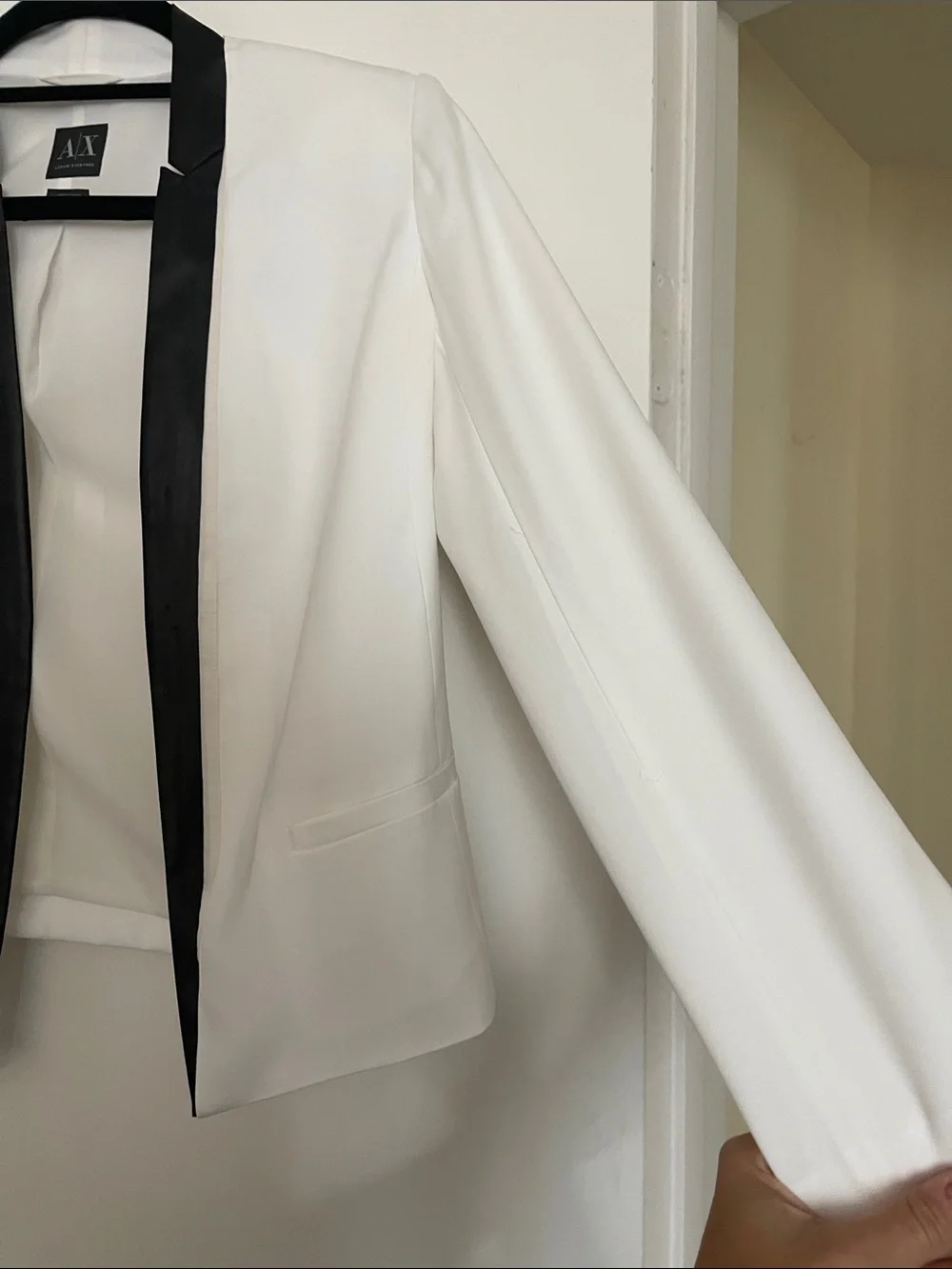 A/X Armani Exchange White Blazer with Black Satin Lapel